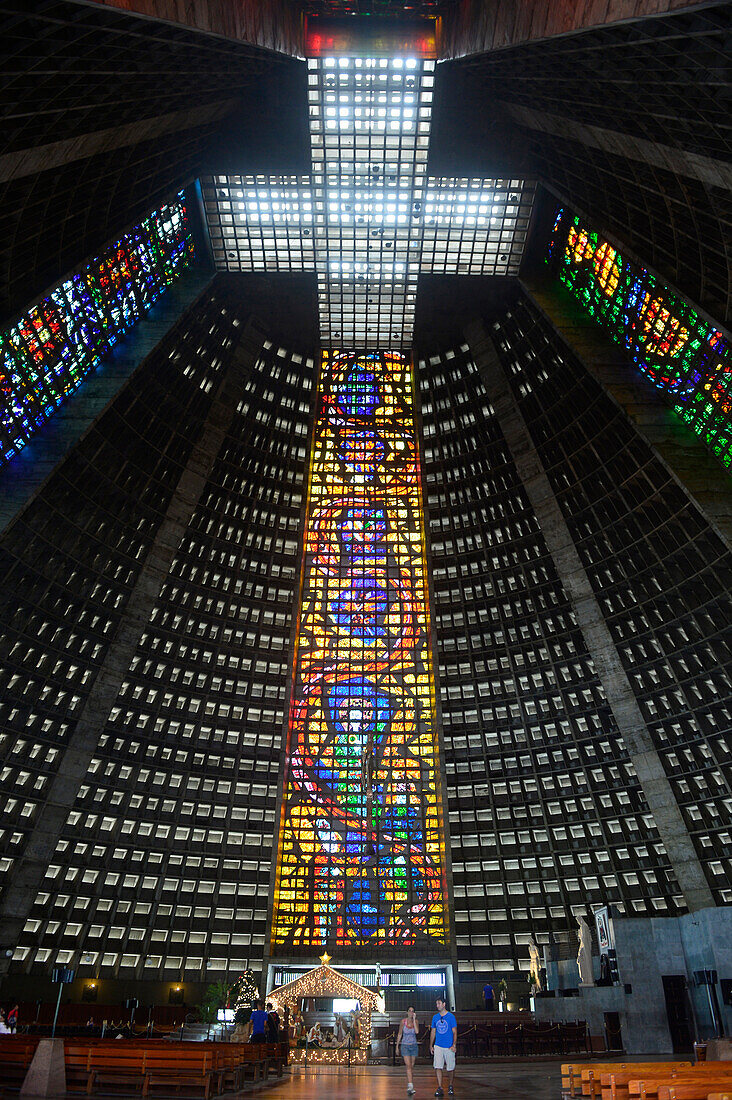 The Metropolitan Cathedral of Saint Sebastian (Portuguese: Catedral Metropolitana de Sao Sebastiao) in Rio de Janeiro,Brazil,South America