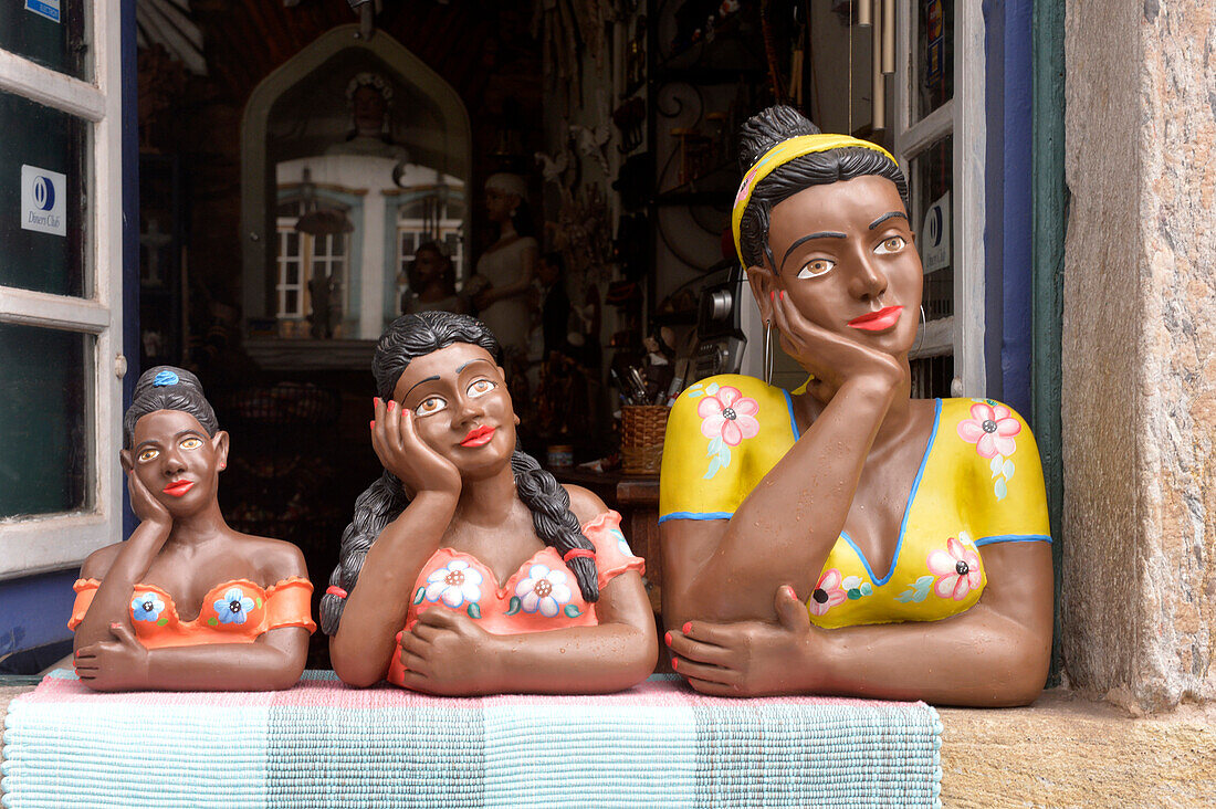 Women statue at window in Ouro Preto, Minas Gerais , Brazil, South America