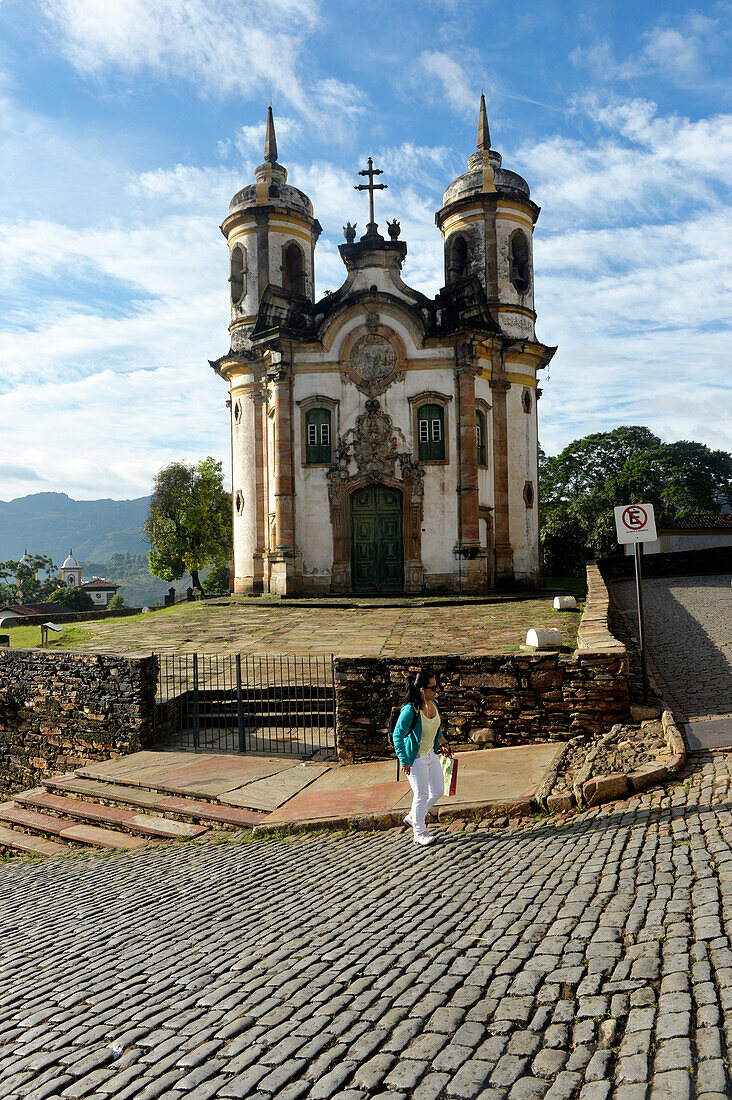 View of the Igreja de Sao Francisco de Assis  at the unesco world heritage city of Ouro Preto in Minas Gerais , Brazil, South America