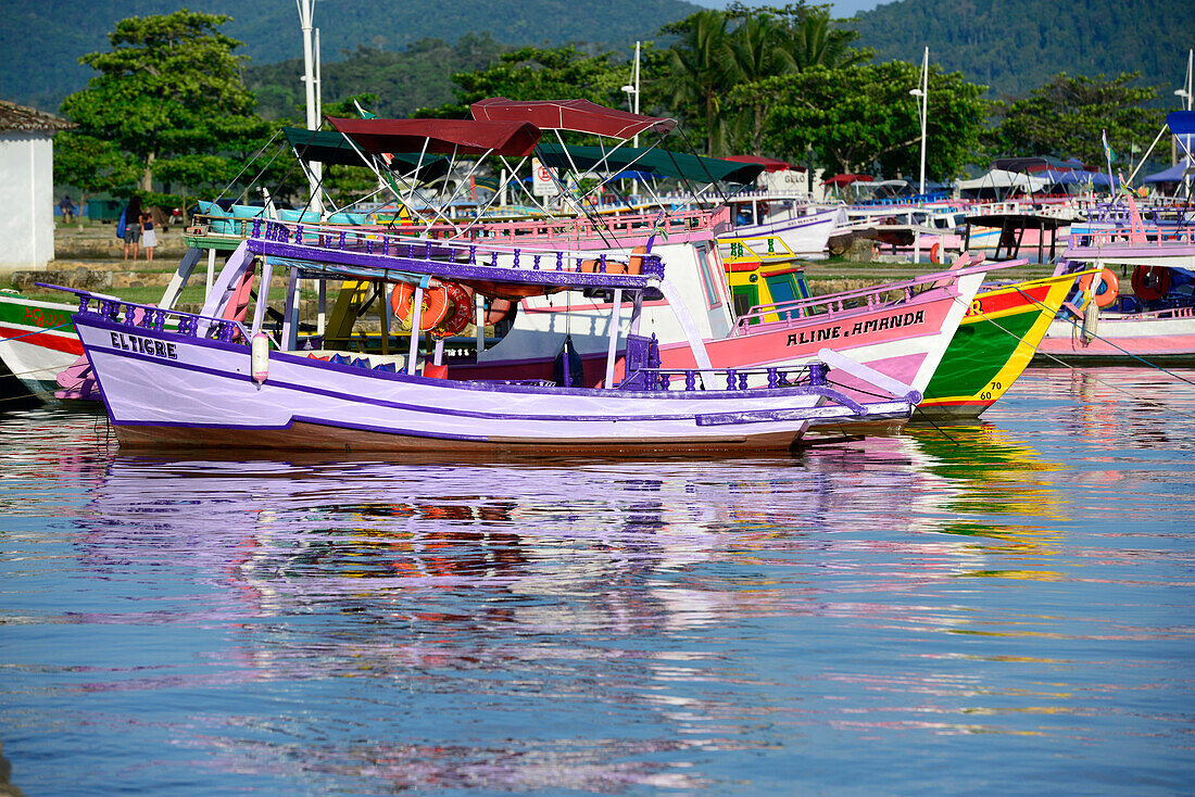 boats in Paraty bay , State of  Rio de Janeiro, Brazil, South America