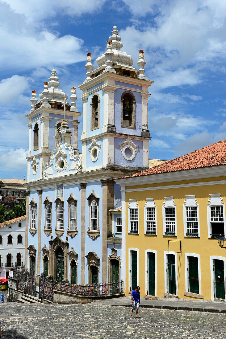N, S Rosario dos Petros church in  Pelourinho, the historical center of  Salvador da Bahia, the city of the Holy Saviour of the Bay of all Saints on the northeast coast of Brazil , South America