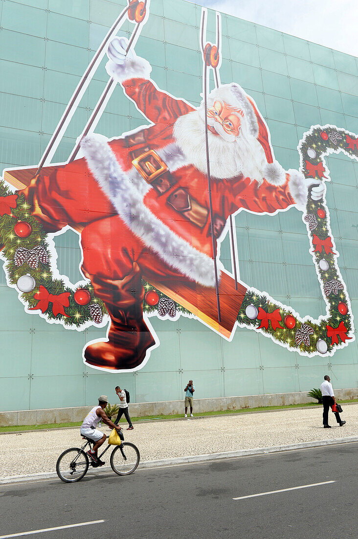 Santa Claus on wall in Salvador da Bahia, the city of the Holy Saviour of the Bay of all Saints on the northeast coast of Brazil , South America