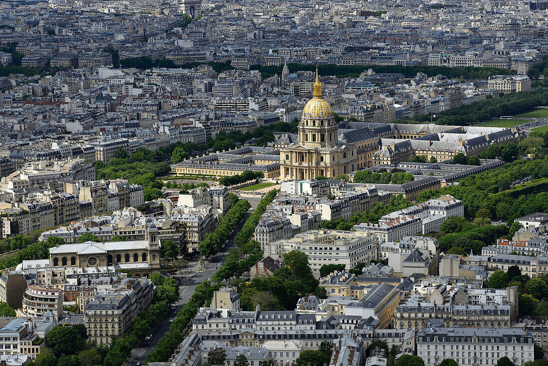 Europe, France, Les Invalides in Paris and its golden dome, The Church of St, Francis Xavier on the left