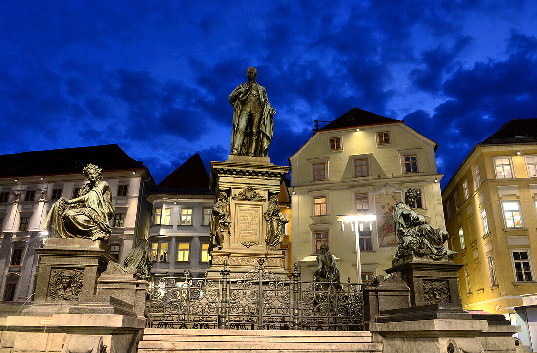 Monument of duke Johann on the Mainsquare, Graz, Styria, Austria