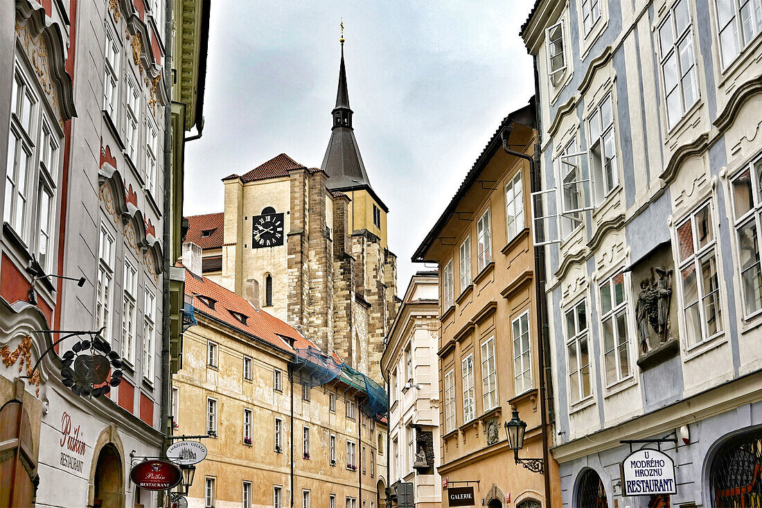 street scene, historic street, prague, bohemia, czech republic