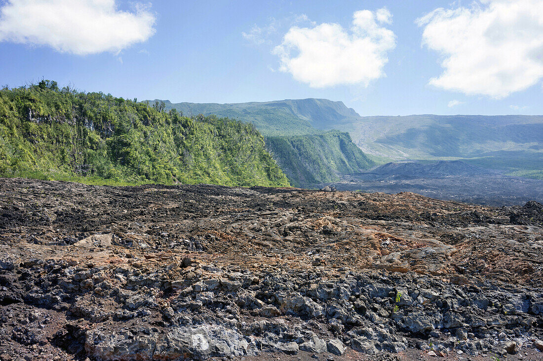 sharply-angled and rough lava flow, piton de la fournaise (peak of the furnace) or 'the volcanoö, reunion island, france, dom-tom