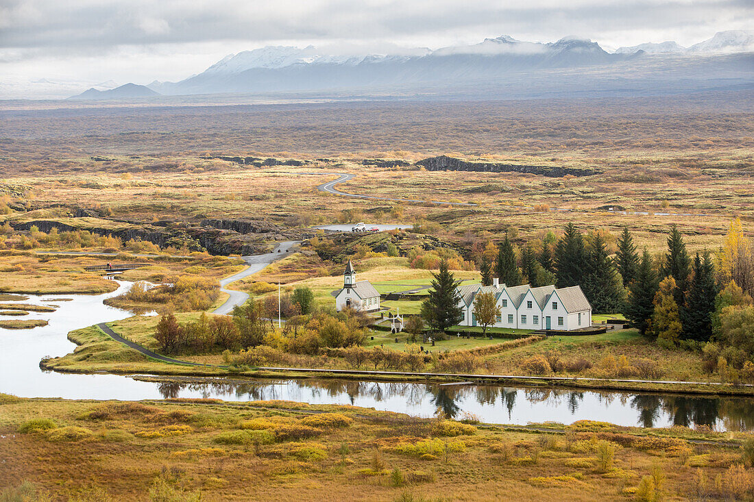 thingvellir national park, site of the old parliament where the independence of iceland was proclaimed, listed as a world heritage site by unesco, a fault zone and active volcano zone, the golden circle, southeastern iceland, europe