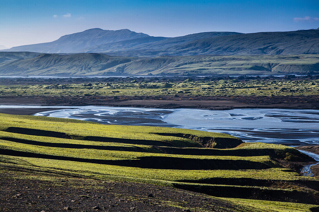 the craters of the volcano laki, lakagigar, also called laki, iceland, europe