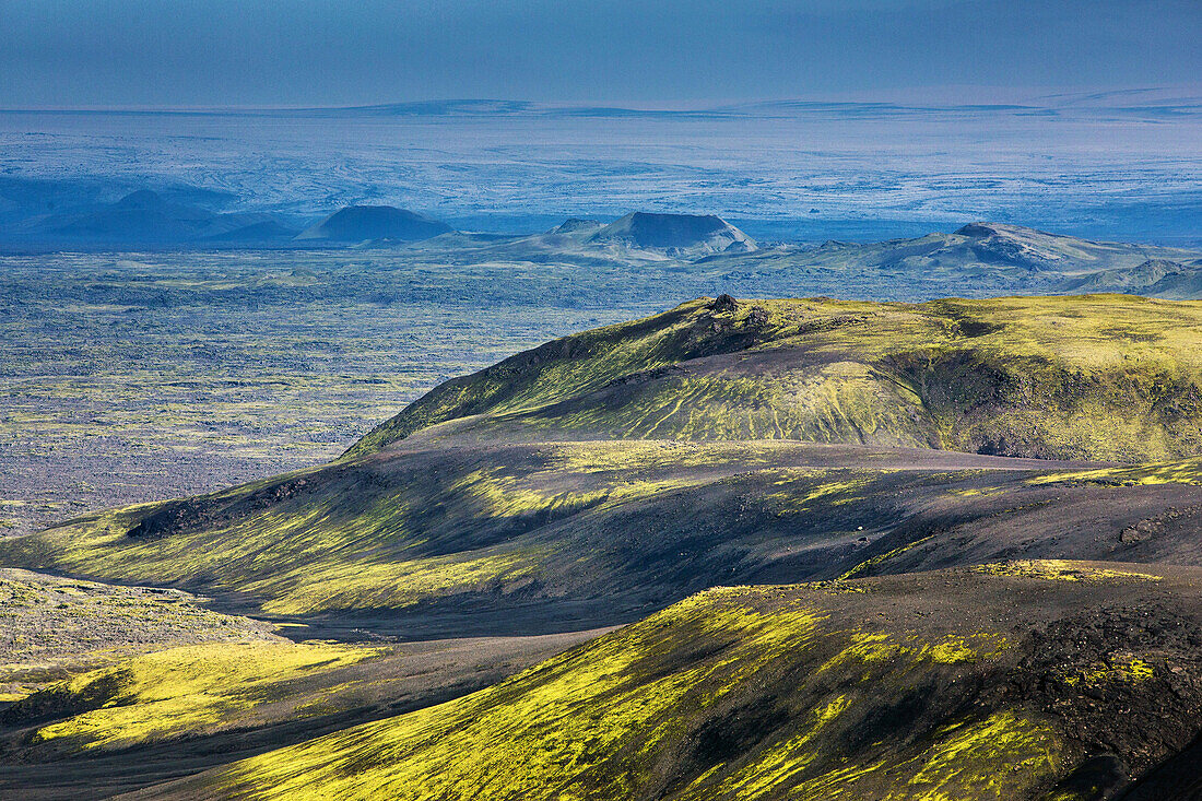 the craters of the volcano laki, lakagigar, also called laki, iceland, europe