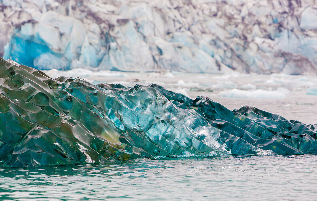 iceberg in the jokulsarlon, glacial lagoon coming from the melting of the vatnajokull, the biggest glacier in europe, southeast iceland, europe