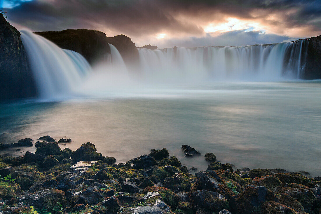 godafoss falls, waterfall of the gods, northern iceland, europe