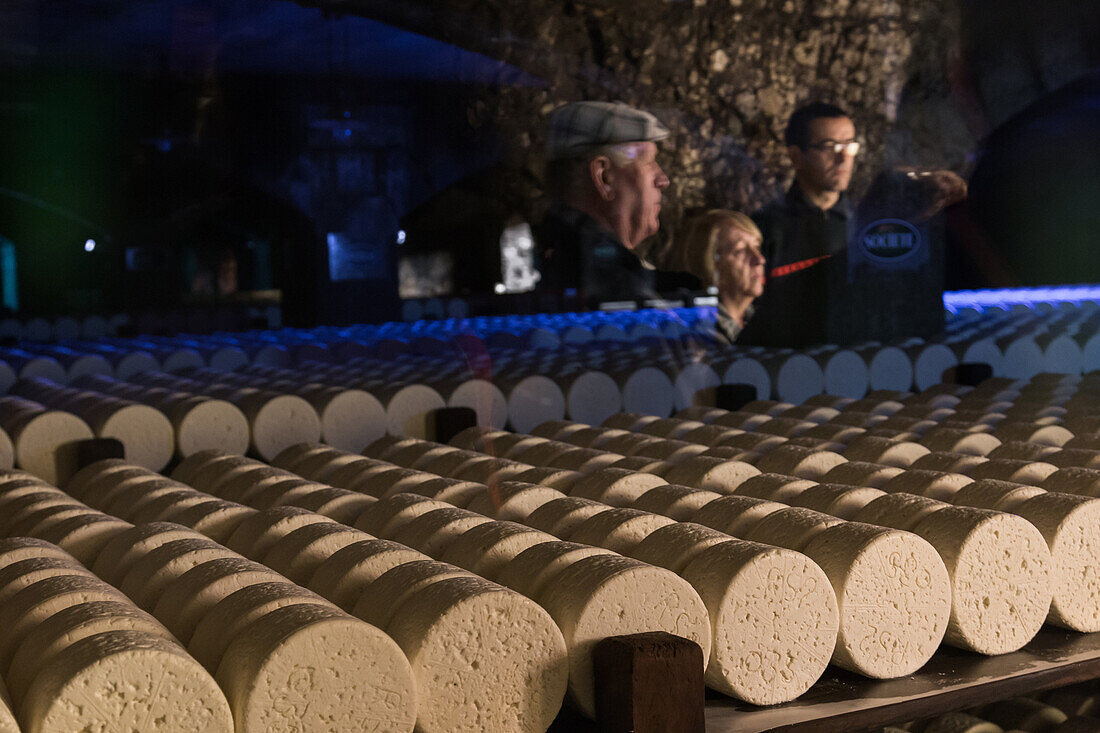 maturing cellar for roquefort cheese, cave societe, lactalis group, (12) aveyron, midi-pyrenees, france