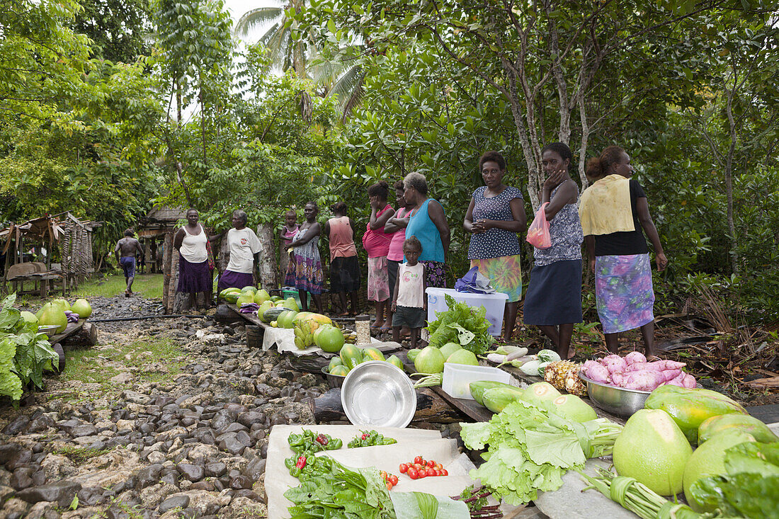 Markt auf der Insel Telina, Marovo Lagune, Salomonen