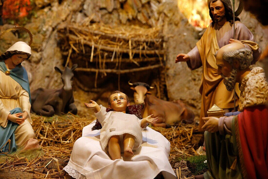 Nativity scene (detail) in Sant Bartomeu's church, Soller, Spain