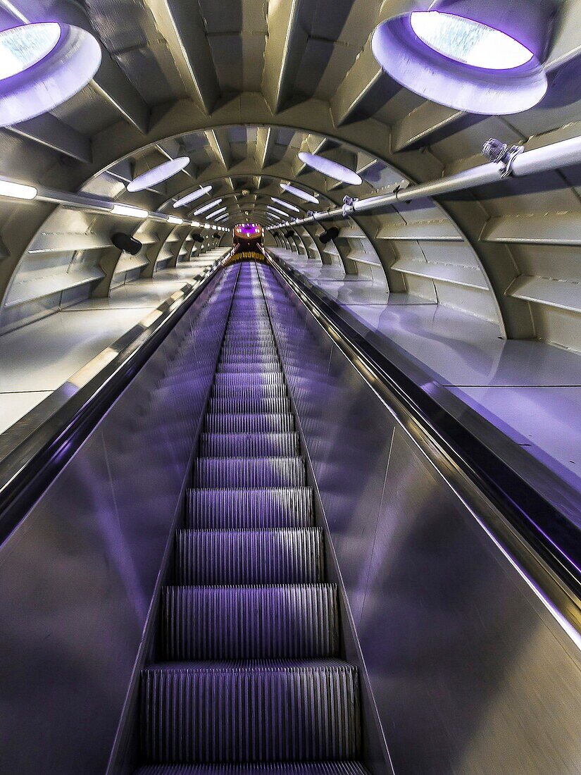 Escalator in the Atomium in Brussels