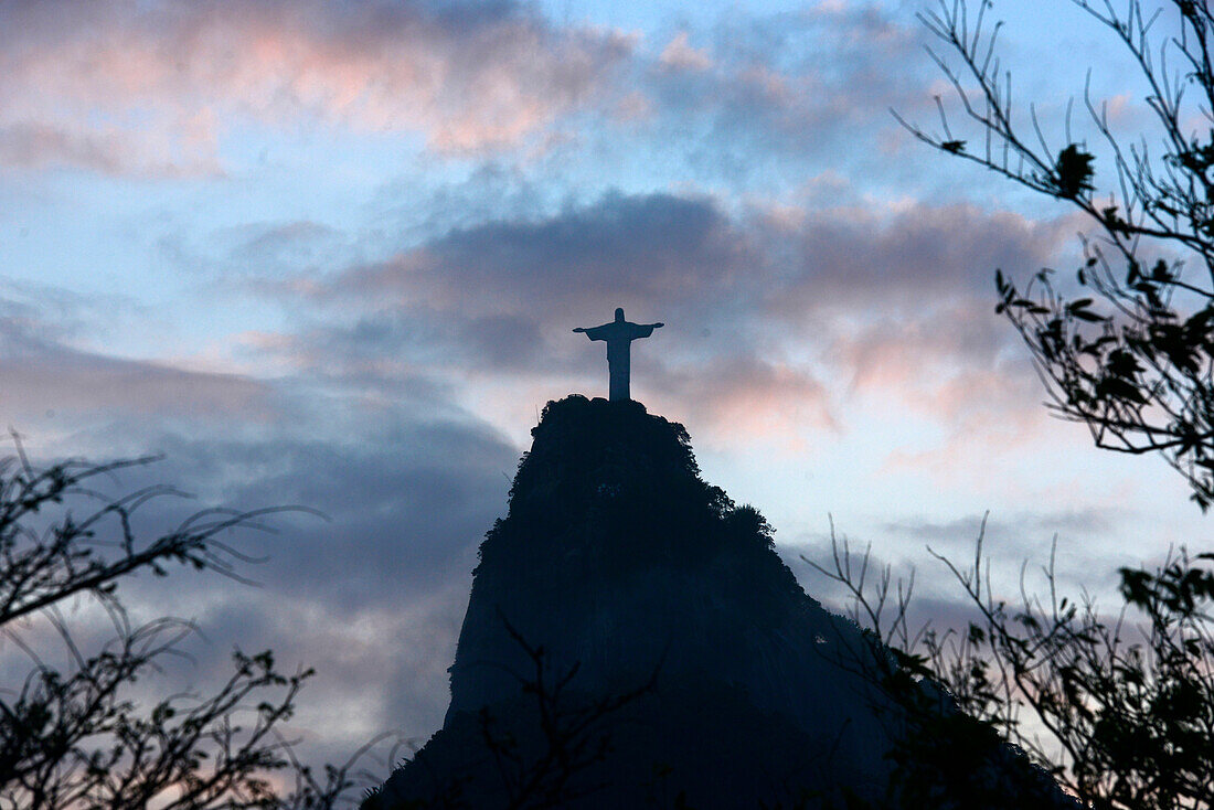 Corcovado mountain with Christ the Redeemer at the top in Rio de Janeiro, Brazil, South America