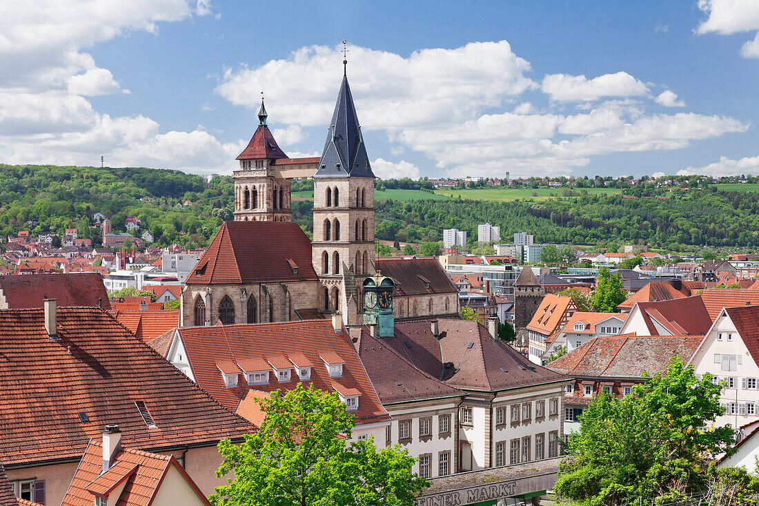 Old Town with St. Dionysius church (Stadtkirche St. Dionys), Esslingen (Esslingen-am-Neckar), Baden-Wurttemberg, Germany, Europe