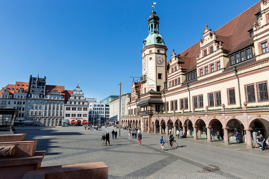 Market square with old city hall, Hieronymus Lotter, Leipzig, Saxony, Germany, Europe