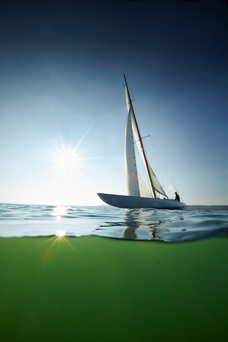 Schaerenkreuzer, skerry cruiser on lake Starnberg, Upper Bavaria, Bavaria, Germany