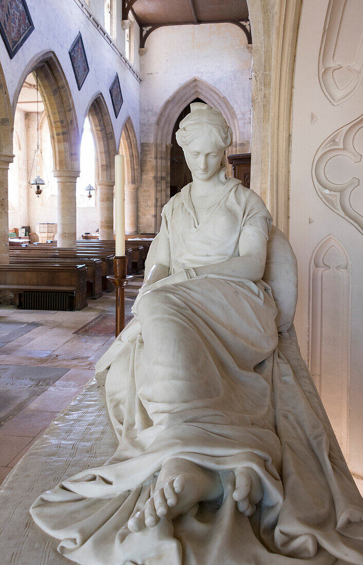 Sculpture of Mary Anne Boulton, died 1829, by Chantrey, St Michaels Church, Great Tew, Oxfordshire, England, United Kingdom, Europe