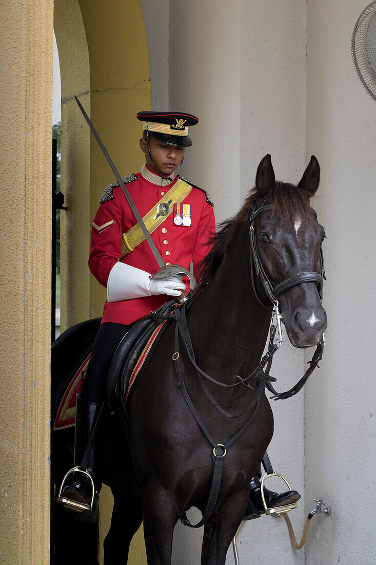 Mounted sentry at Royal Palace (Istana Negara), Kuala Lumpur, Malaysia, Southeast Asia, Asia