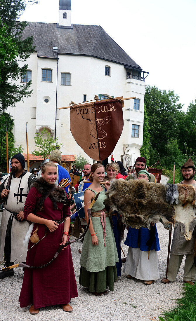 medieval pageant at the castle Amerang near Wasserburg, Bavaria, Germany