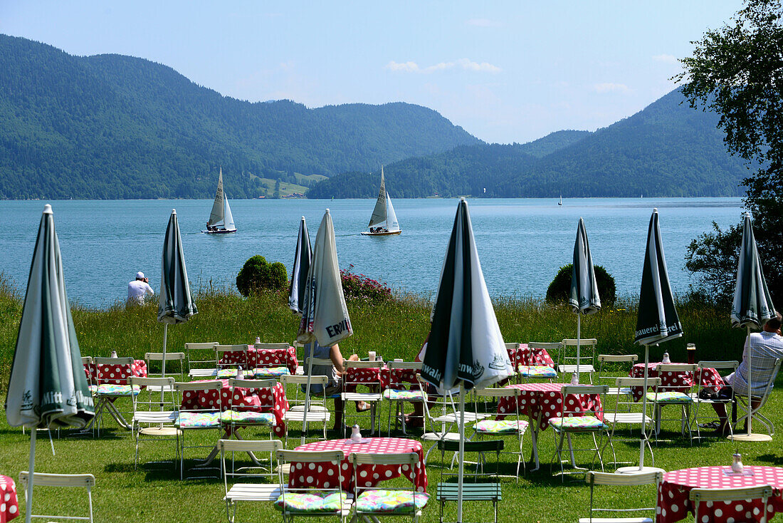 Cafe Bucherer at the westbank of the Walchen lake, Upper Bavaria, Bavaria, Germany