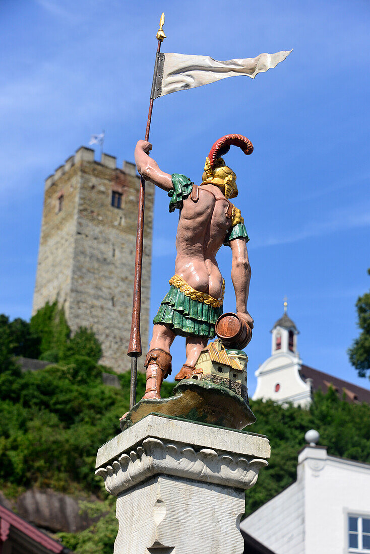 At the market place in Neubeuern in the Inn river valley, Upper Bavaria, Bavaria, Germany