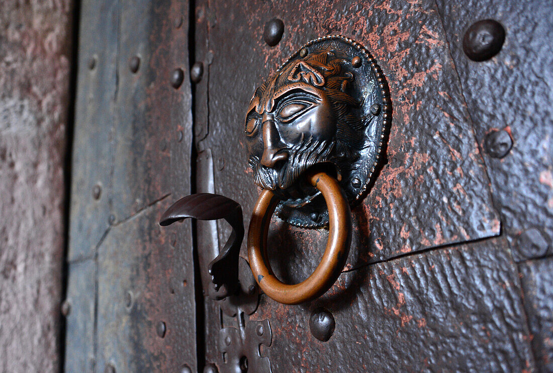 gate of the abbey church, Island of our lady, Chiem lake, Upper Bavaria, Bavaria, Germany