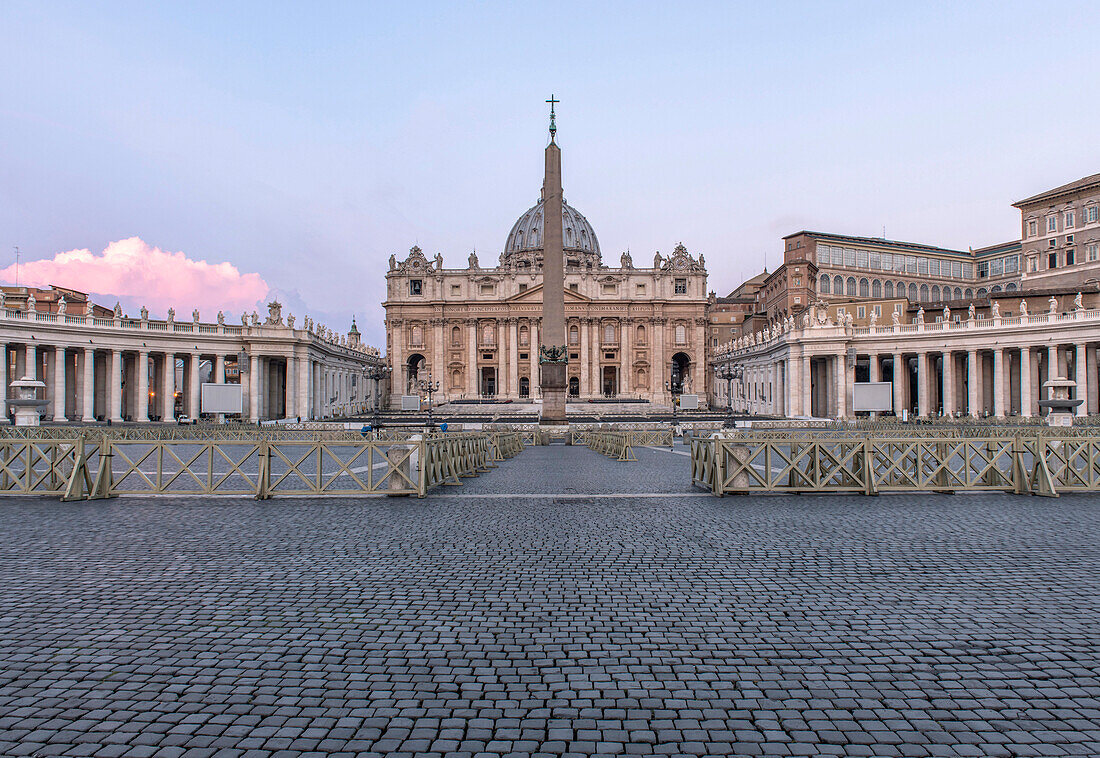 St Peter's Basilica and buildings near courtyard, Rome, Italy