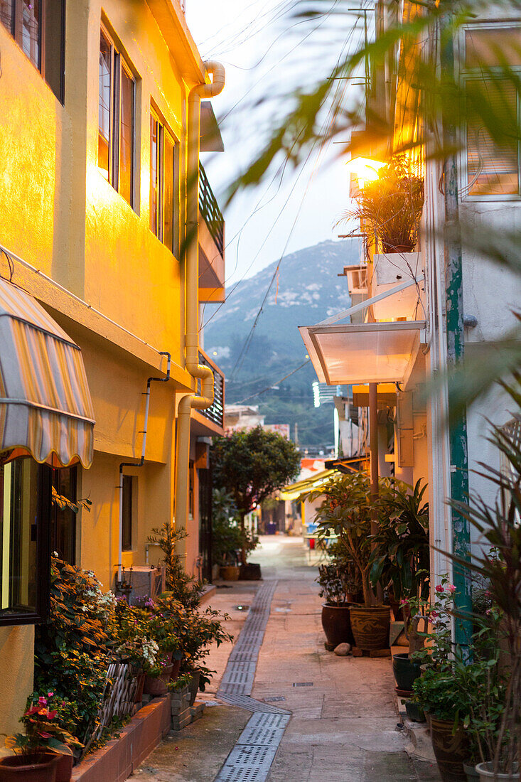 Little alley in the fishing village, popular living area, residential, Shek O, Hong Kong, China, Asia