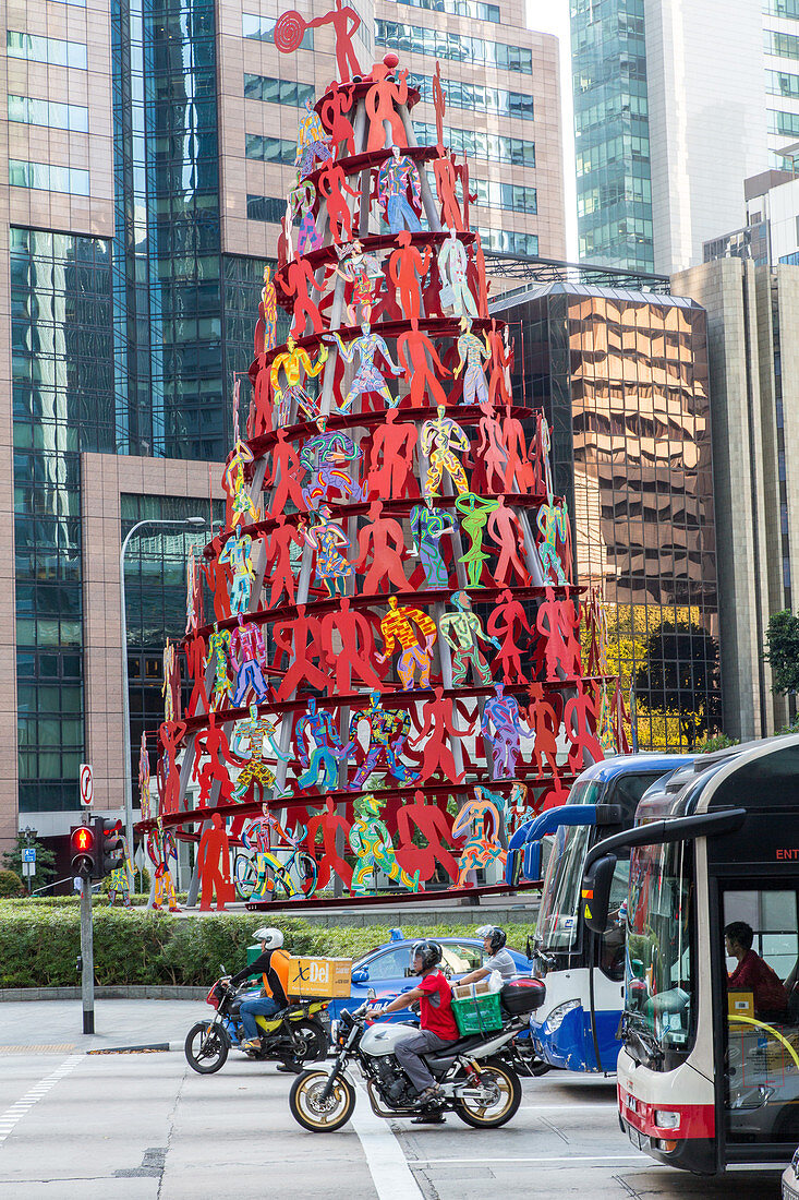 Singapore, Menschenpyramide, Metall, Kunst, Skulptur von David Gerstein, Finlayson Green, Singapur