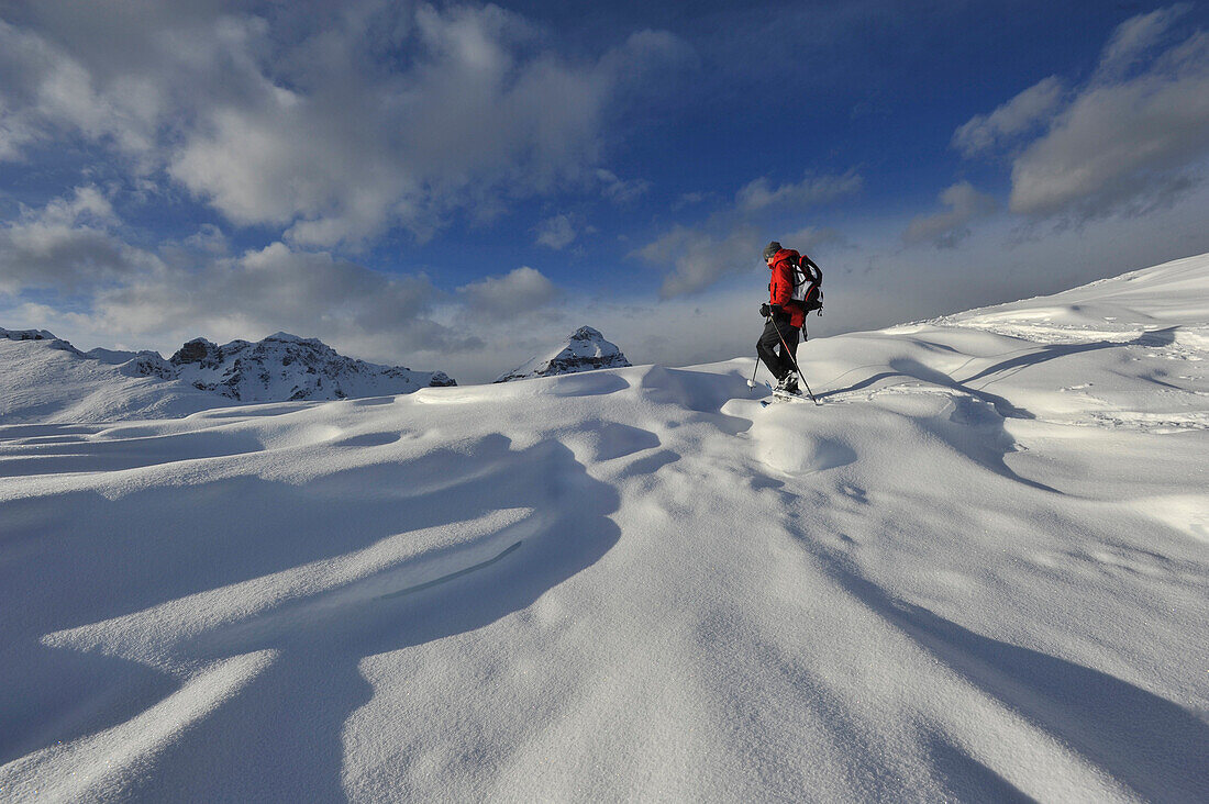 Snowshoeing on the Blaser, Stubai Alps, Tyrol, Austria