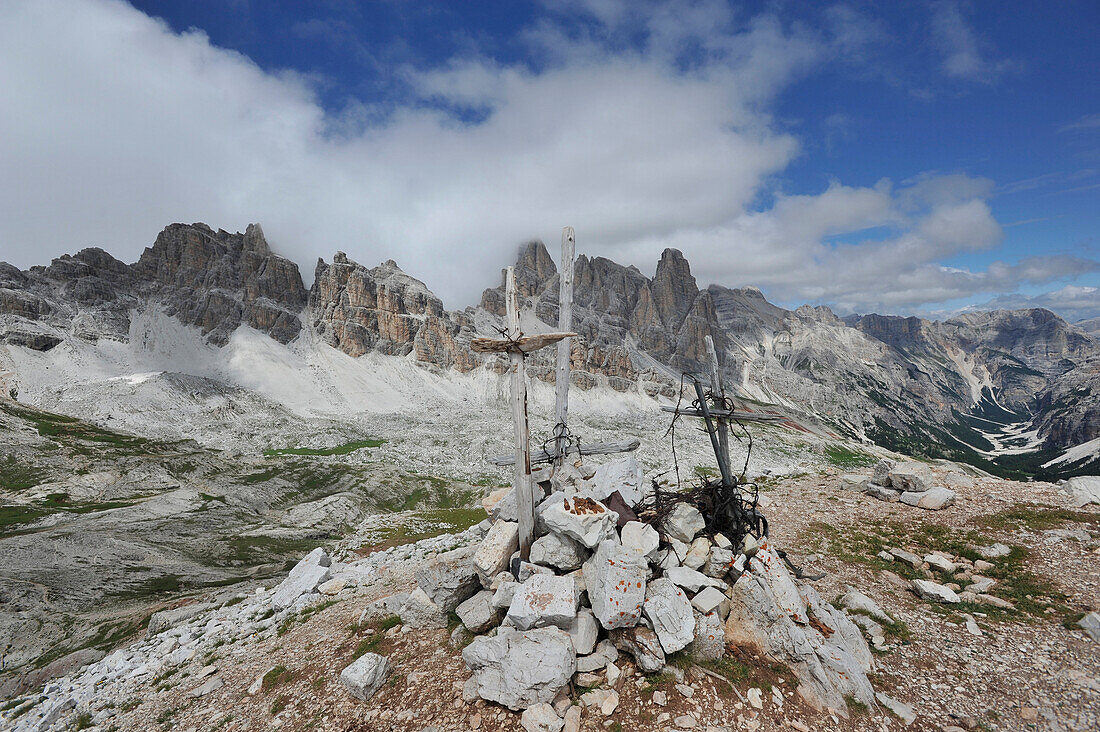 Forcella Col de Pois, Tofana Gebiet, Blick Richtung Cadin Spitzen, Dolomiten, Südtirol, Italien