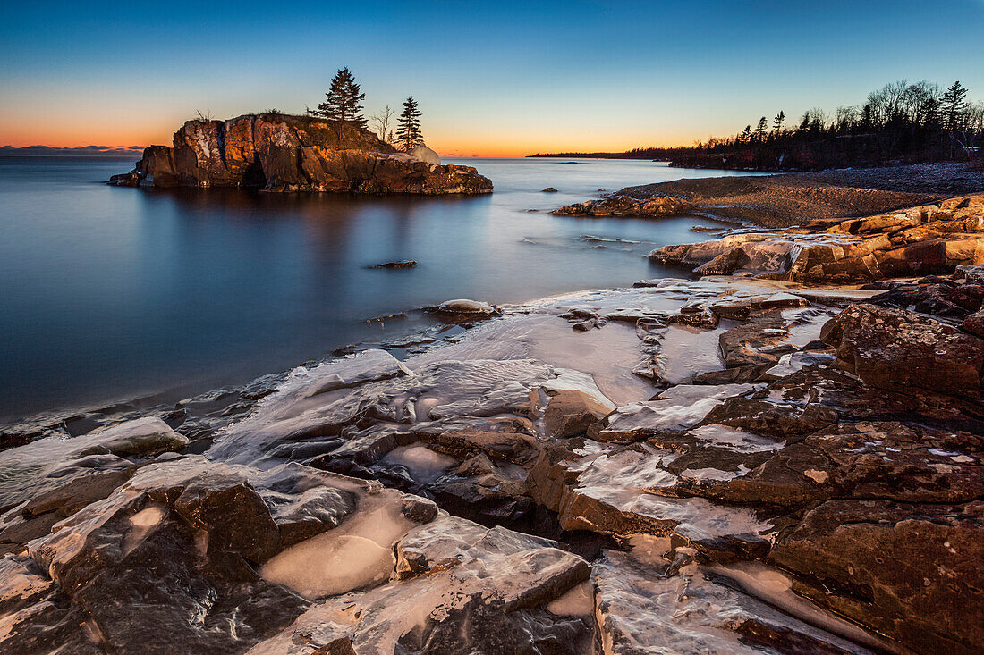 Lake Superior at dusk, Thunder Bay, Ontario, Canada