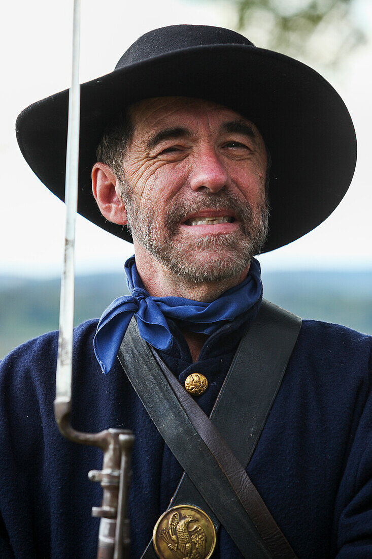 Portrait of an American Civil War union re-enactor, United States of America