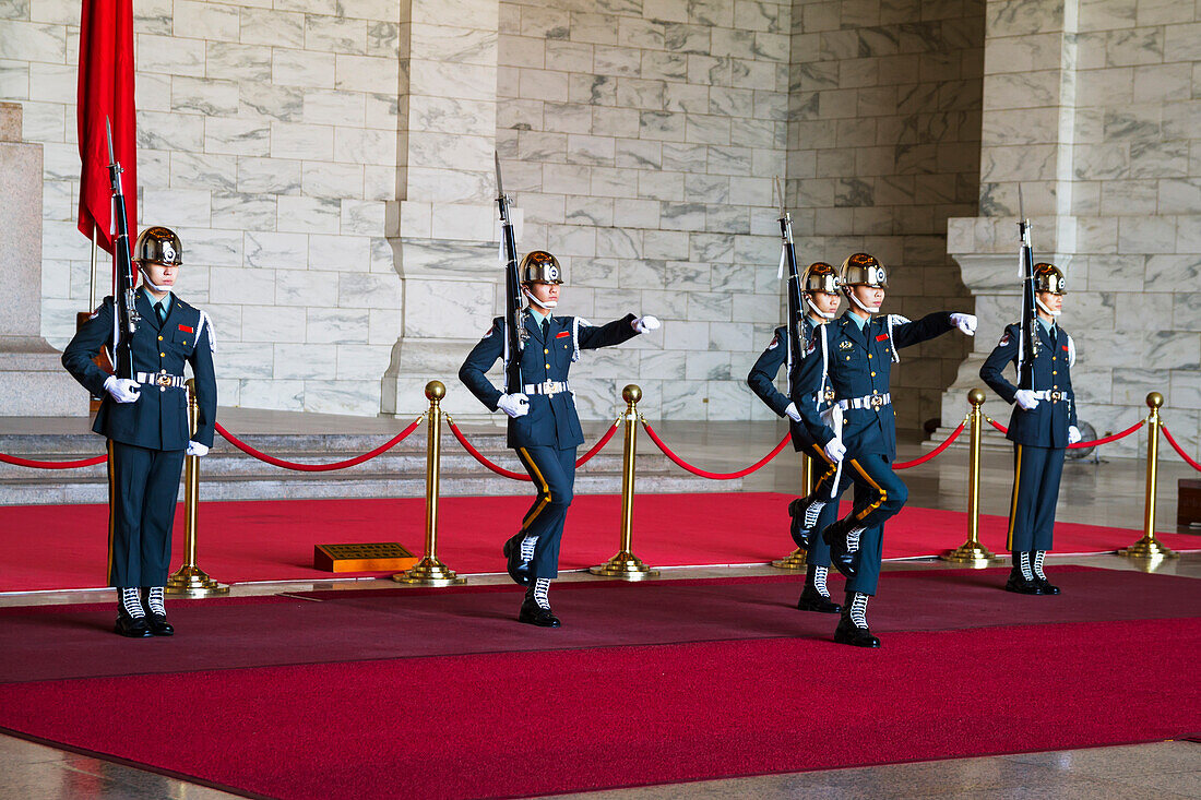 'Changing of the guard at the Chiang Kai-shek Memorial Hall; Taipei, Taiwan'