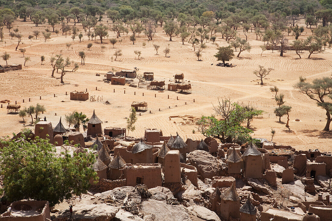 Sahel landscape as seen from the Bandiagara Escarpment in Irelli, Mali