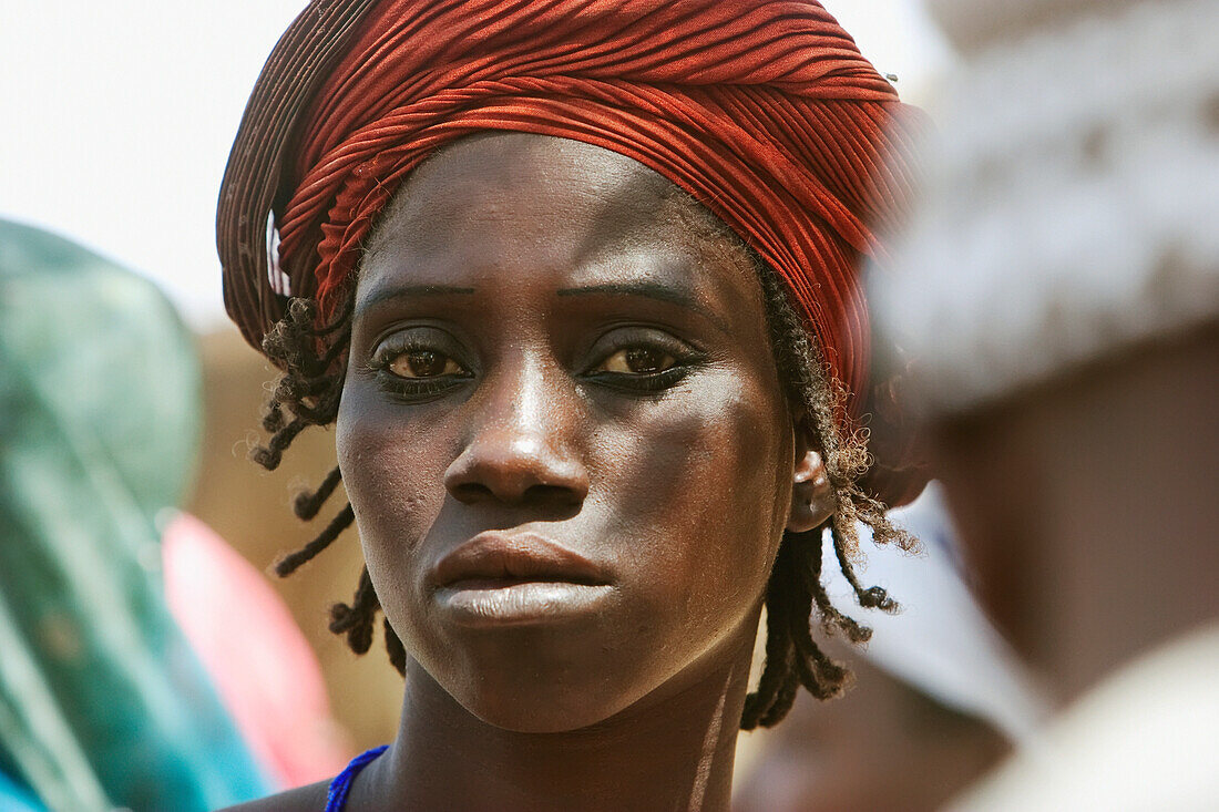 Portrait of a woman at the Monday Market in Djenne, Mali