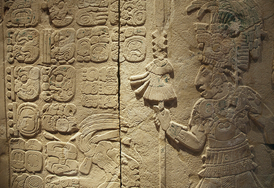 Tablet Representing Akul Ah-Nab Iii From Temple 21, Alberto Ruz Lhuillier Site Museum, Palenque, Chiapas, Mexico