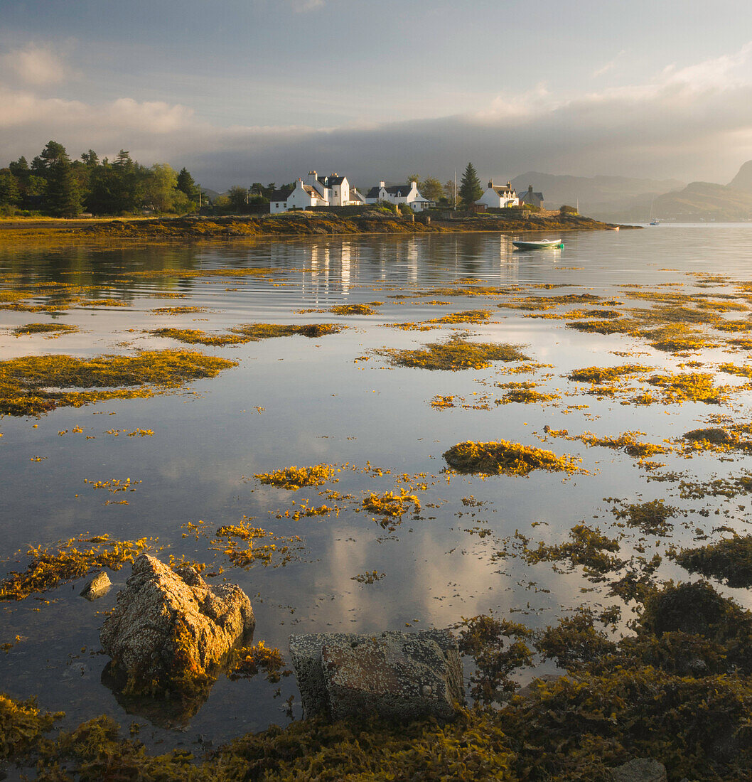 Dawn view of Plockton Harbour and Loch Carron near the Kyle of Lochalsh in the Scottish Highlands, Scotland, United Kingdom, Europe