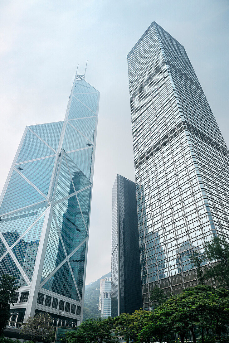 Bank of China tower and Cheung Kong Centre at Central, Hongkong Island, China, Asia