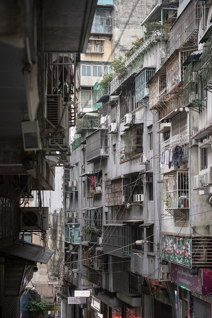 Detail einer heruntergekommenen Hausfassade, Macau, China, Asien