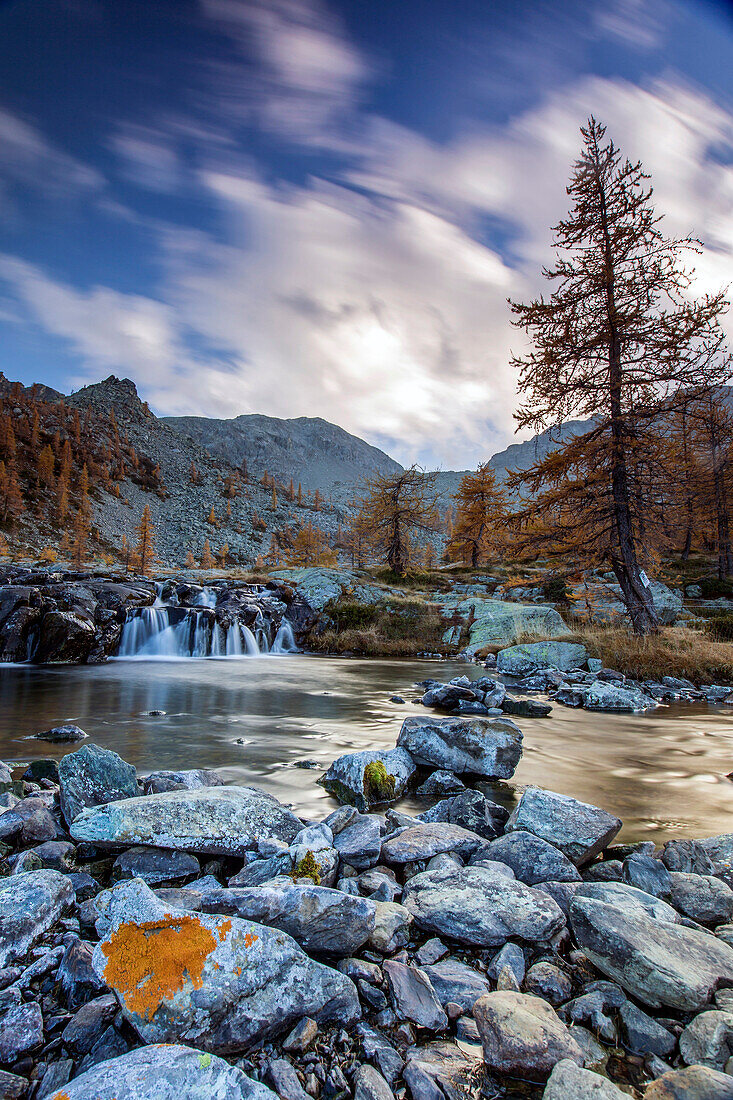 Autumn landscape at the Natural Park of Mont Avic, Aosta Valley, Graian Alps, Italy, Europe