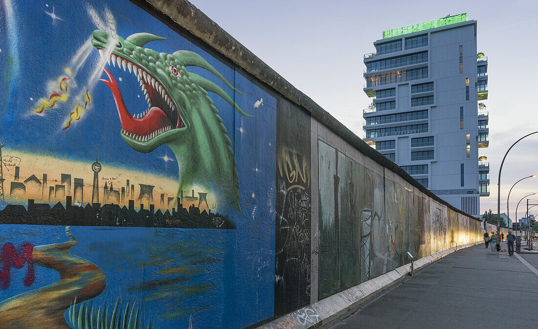 Berlin Wall, East Side Gallery, Living Levels, Skyscraper, Media Spree, Berlin, Germany