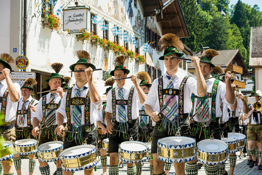 traditional prozession, Garmisch-Partenkirchen, Upper Bavaria, Bavaria, Germany