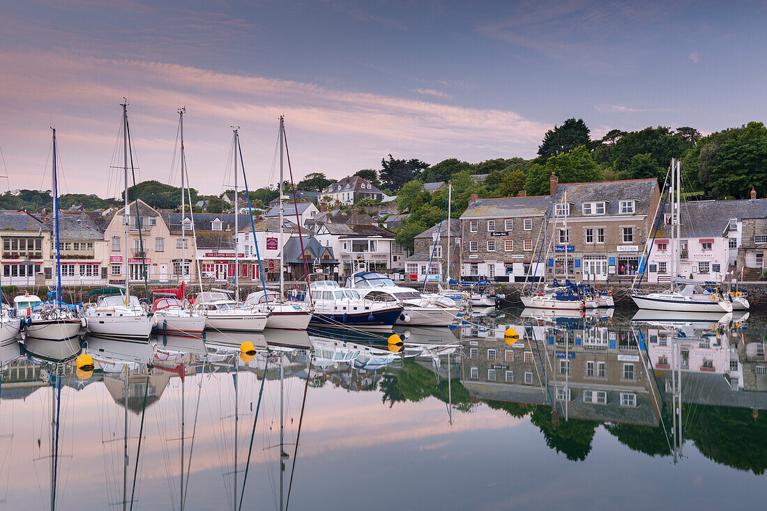 Dawn at Padstow harbour on the North Cornish coast, Cornwall, England, United Kingdom, Europe