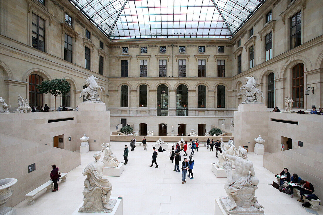 Cour Marly sculpture room inside The Louvre Museum, Paris, France, Euruope
