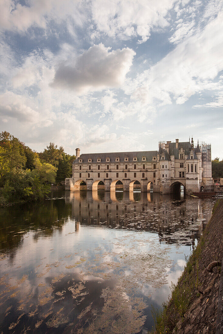 The magnificent Chateau of Chenonceau across the river Cher, Indre-et-Loire, Centre, France, Europe