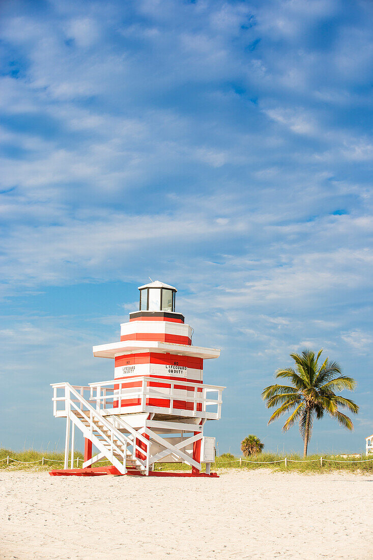 Life guard beach hut, South Beach, Miami Beach, Florida, United States of America, North America